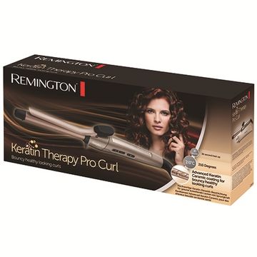 Ondulator de par Remington Keratin Therapy Pro Curl Ci8319, 210 grade, Ceramic, Auriu