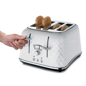 Toaster DeLonghi CTJ 4003.W, Putere 1800 W, Capacitate 4 felii, Alb