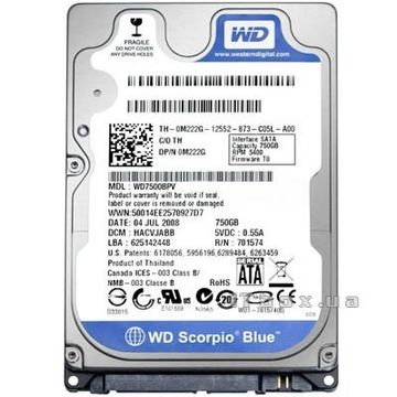 Hard Disk Western Digital WD7500BPVX, 750 GB, SATA3, 5400 RPM, 8 MB