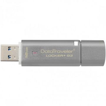 Memory stick Kingston DataTraveler Locker+ G3 16 GB, Argintiu,USB 3.0