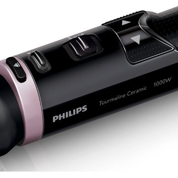 Perie rotativa Philips HP8654/00, Dynamic Volume, 1000 W, 2 Viteze, 3 Setari temperatura, Negru/Roz