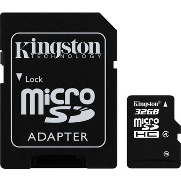 Card de memorie Kingston microSDHC 32GB, Class 4 + Adaptor