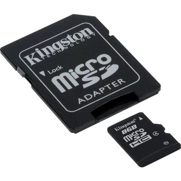 Card de memorie Kingston microSDHC 8GB, Class 4 + Adaptor