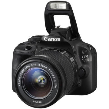 Camera foto Canon EOS 100D, DSLR, 18 MP, Negru + Obiectiv EF-S 18-55mm IS STM