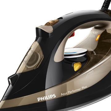 Fier de calcat Philips Azur Performer Plus GC4522/00, Talpa SteamGlide Plus, 2600W, 0.3l, 50g/min, Abur vertical, Negru/Auriu