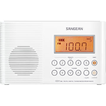 Radio Portabil Sangean H-201, LCD, FM/AM, Alb