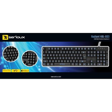 Tastatura Serioux SRXK-KBL-003, USB, Multimedia, Negru