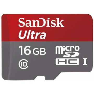Card de memorie SanDisk SDSDQUA-016G-U46A, 16GB, MicroSDHC, Android, Adaptor SD