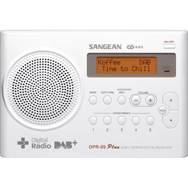 Radio Portabil Sangean DPR-69 DAB+, FM, Alb