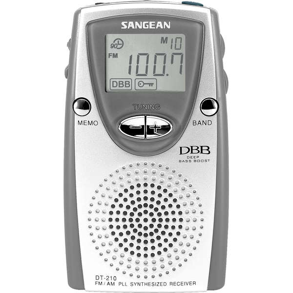 Radio Portabil Sangean DT-210, LCD, FM, AM / MW, LW, Argintiu