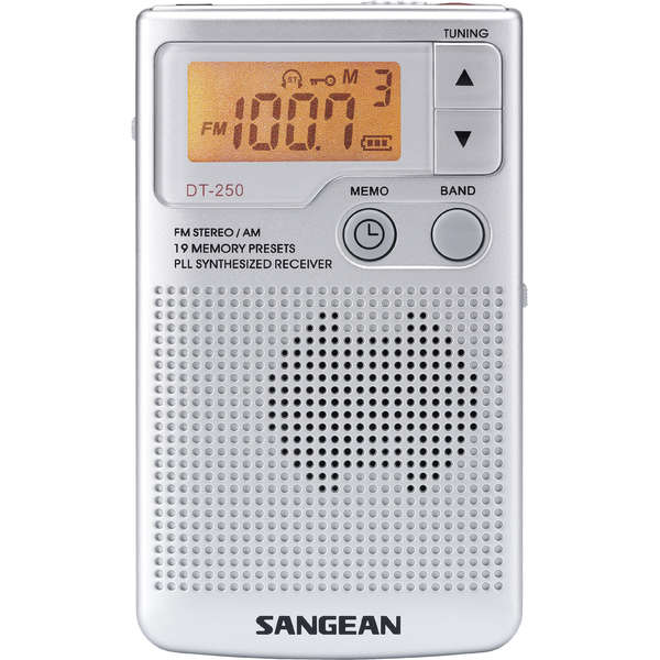 Radio Portabil Sangean DT-250, LCD, FM, AM / MW, Argintiu