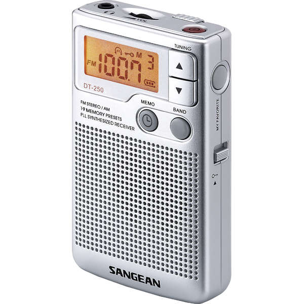 Radio Portabil Sangean DT-250, LCD, FM, AM / MW, Argintiu