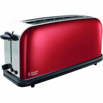 Toaster Russell Hobbs Flame Red 21391-56, 2 Felii, Fante lungi, Grad de rumenire ajustabil, 2 Functii, Rosu / Gri
