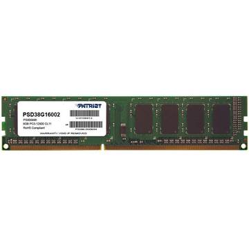 Memorie Patriot PSD38G16002, 8GB DIMM, DDR3, 1600MHz, CL11, 1.5V