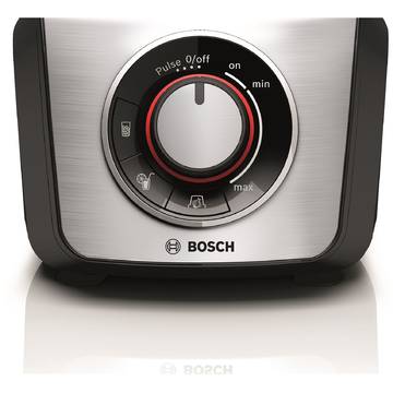 Blender Bosch MMB64G3M, 800 W, 2,3 l, 3 Programe auto, Vas din sticla, Negru/Inox