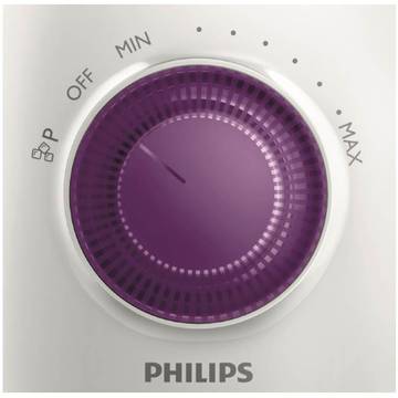 Blender Philips Daily Collection HR2173/00, 600 W, 1.5 l, Variospeed, Functie impuls, Alb