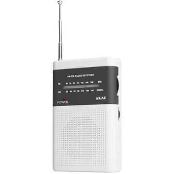 Radio portabil AKAI PR004A-310W, 300 mW, FM, AM, Alb