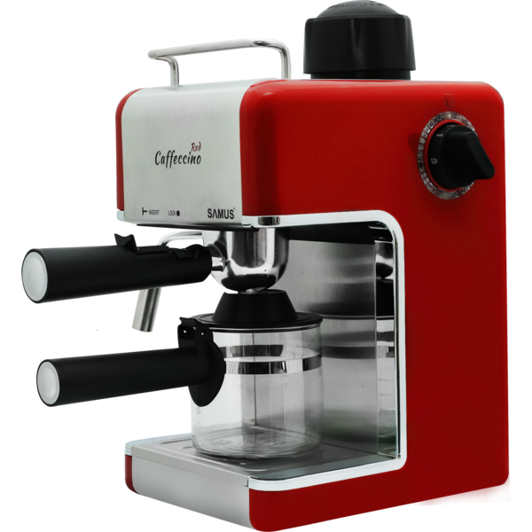 Espressor manual Samus Caffeccino, 3.5 bar, Rosu/Inox