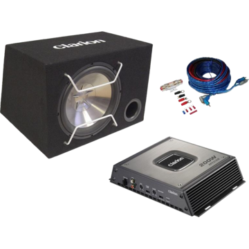 Subwoofer auto Clarion Pach.XR-2220 + SW3013B + 350940 Kit Bull 10mm, Putere RMS 350 W, Putere Maxima 700 W, 4 Ω