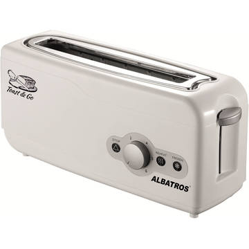 Toaster Albatros Express, 2 felii, Design lung si ingust, 750 W, Alb
