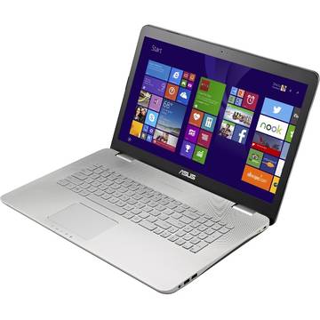 Laptop Asus N751JK-T7085P, Intel Core i7-4710HQ, 8 GB, 1 TB, Microsoft Windows 8.1 Pro, Gri / Argintiu