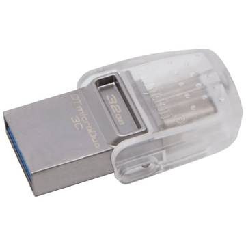 Memory stick Kingston DataTraveler microDuo 3C, 32 GB, USB 3.1, USB Tip C, Gri