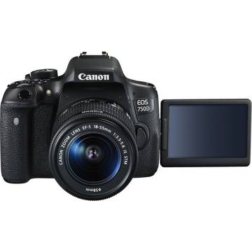 Camera foto Canon EOS 750D, 24.2 MP, Negru + Obiectiv EF-S 18-55 mm IS STM