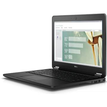 Laptop Dell Latitude E7250 (seria 7000), Intel Core i7-5600U, 8 GB, 256 GB SSD, Microsoft Windows 7 Pro + Microsoft Windows 8.1, Negru