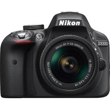 Camera foto Nikon D3300, 24.2 MP, Negru + Obiectiv AF-P DX Nikkor 18-55mm f/3.5-5.6G VR