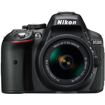 Camera foto Nikon D5300, 24.2 MP, Negru + Obiectiv AF-P DX Nikkor 18-55mm f/3.5-5.6G VR