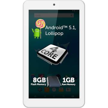 Tableta Allview Viva C701 W, Cortex A7 Quad-Core 1.20GHz, 7 inch, 1GB DDR3, 8GB, Wi-Fi, Android 5.1 Lollipop, Alb