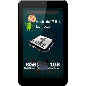 Tableta Allview Viva C701, Cortex A7 Quad-Core 1.20GHz, 7 inch, 1GB DDR3, 8GB, Wi-Fi, Android 5.1 Lollipop, Negru