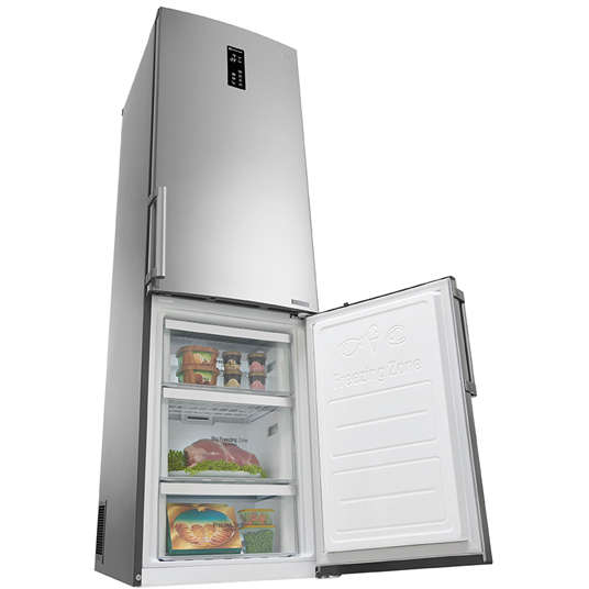 Combina frigorifica LG GBB60PZFZB, 343 l, No Frost, Clasa A++, Inverter, H 200 cm, Argintiu