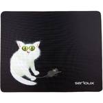 Mouse Pad Serioux MSP02, Cat and Mice, 250 x 200 x 3 mm, Negru