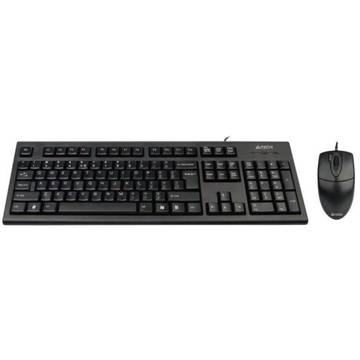 Kit tastatura + mouse A4tech KR-8520D, tastatura KR-85 + mouse OP-620, cu fir, USB