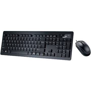 Kit tastatura + mouse Genius C130, Slimstar, cu fir, USB, Negru