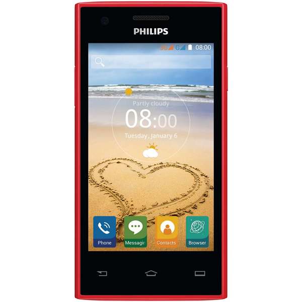 Telefon mobil Philips S309, Dual SIM, 4 inch, 3G, 1GB RAM, 8GB, Rosu