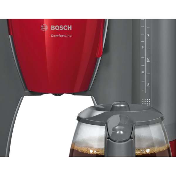 Cafetiera Bosch TKA6A044, 1200 W, 1.2 l, Negru / Rosu