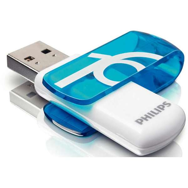 Memory stick Philips Vivid Edition, 16 GB, USB 2.0, Alb / Albastru