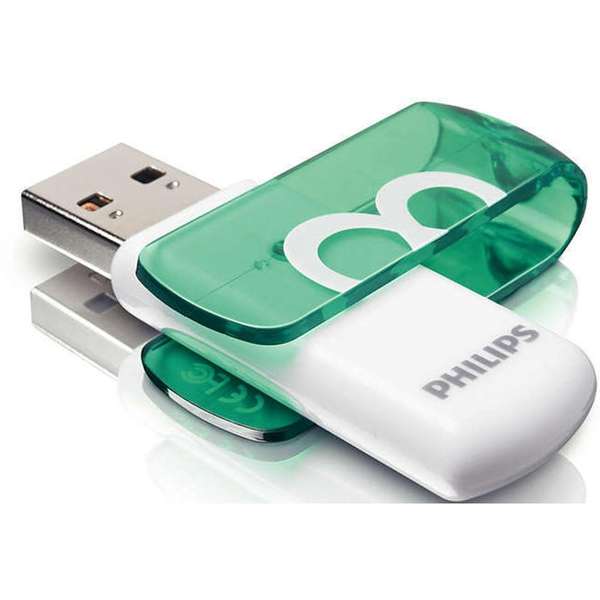 Memory stick Philips Vivid Edition, 8 GB, USB 2.0, Alb / Verde