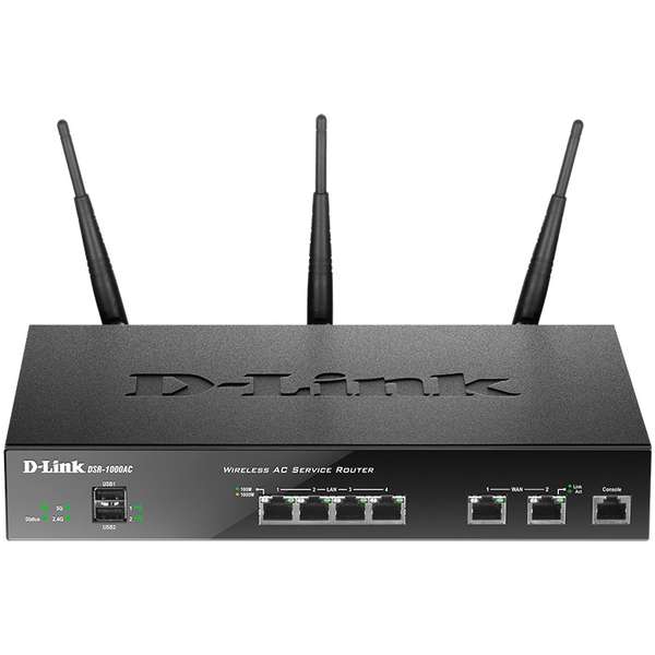 Router D-Link DSR-1000AC, 802.11 a/b/g/n/ac, 2.4 / 5 GHz, 450 / 1300 Mbps
