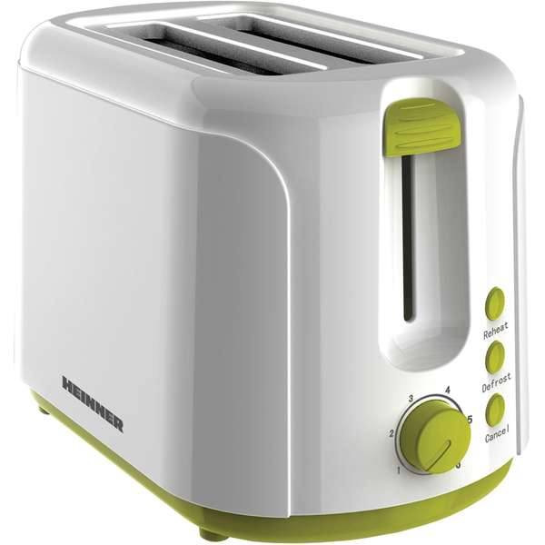 Toaster Heinner TP-750GR, 750 W, 2 felii, Alb / Verde