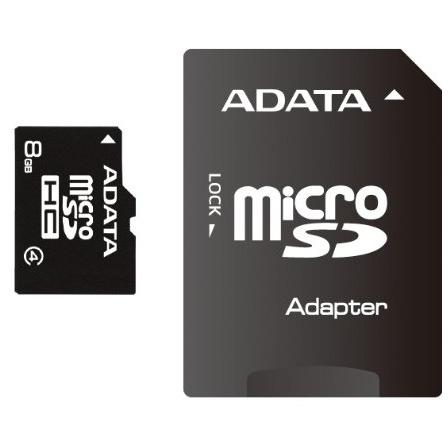 Card de memorie Adata AUSDH8GCL4-RA1, Micro SDHC, 8 GB, Clasa 4 + Adaptor SD