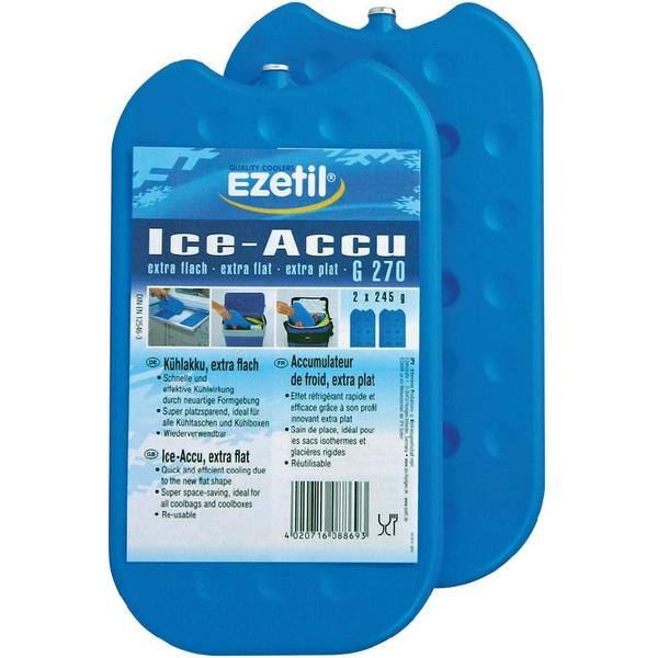 Ezetil Set 2 recipiente din plastic pentru pastrarea temperaturii, Capacitate de racire 0 - 10°C pentru 10 ore, Albastru