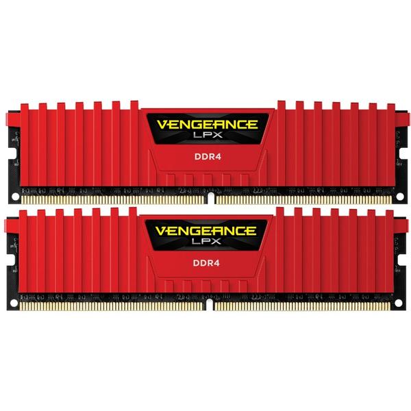 Memorie Corsair Vengeance LPX Red, 16 GB, DDR4, 2400 MHz, CL 16, Dual Channel Kit