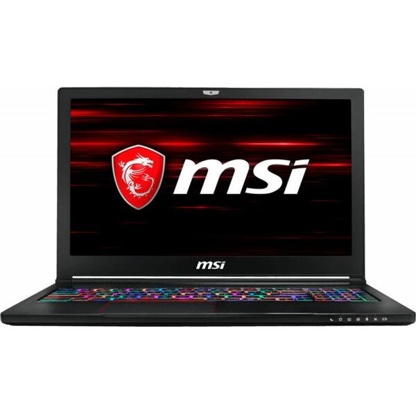 Laptop MSI GS63 Stealth 8RE, Intel Core i7-8750H, 16 GB, 1 TB + 256 GB SSD, Free DOS, Negru
