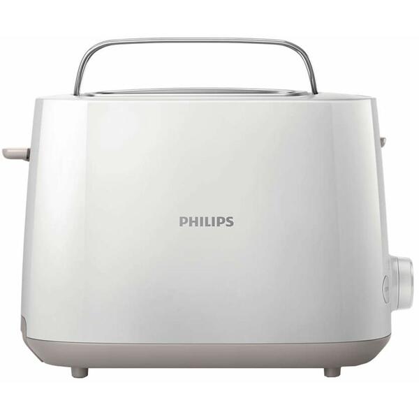 Toaster Philips HD2581/00, 750 W, 2 felii, 8 setari rumenire, Grill, Functie reincalzire si dezghetare, Alb