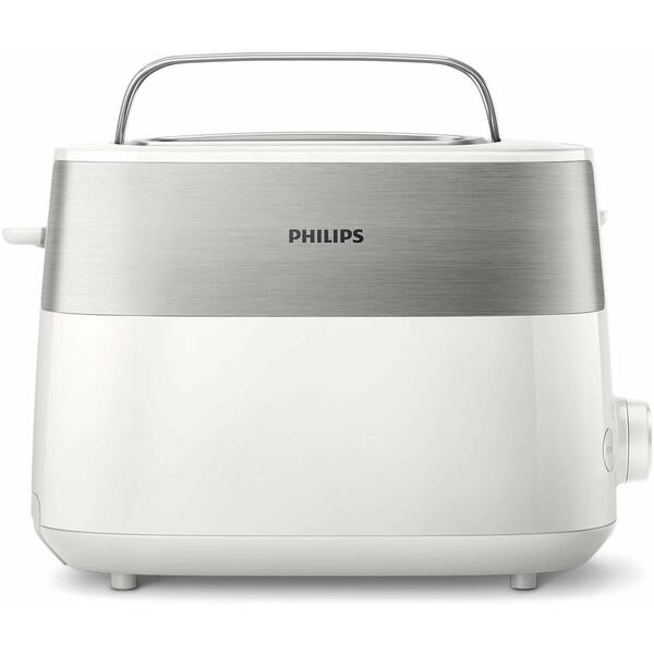 Toaster Philips HD2516/00, 830 W, 2 felii, Alb / Argintiu