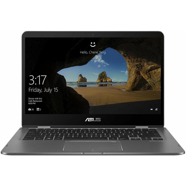 Laptop Asus ZenBook Flip 14 UX461FA, FHD Touch, Intel Core i7-8565U, 8 GB, 256 GB SSD, Microsoft Windows 10 Home, Gri