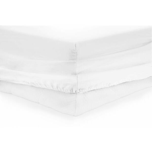 Cearceaf de pat cu elastic Heinner HR-ZSHEET-140, Bumbac, Potrivit pentru saltele cu inaltime maxima de 25 cm, Alb